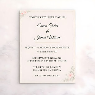 Invitación de Boda Floral Rosa de Lujo