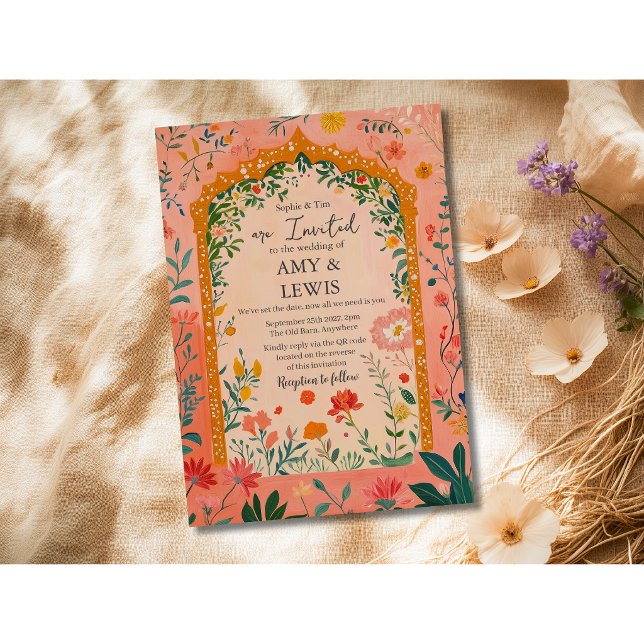 Invitación de Boda Floral Rosa de Verano Boho (Subido por el creador)