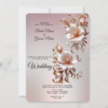 Invitación de boda floral rosa decorativa