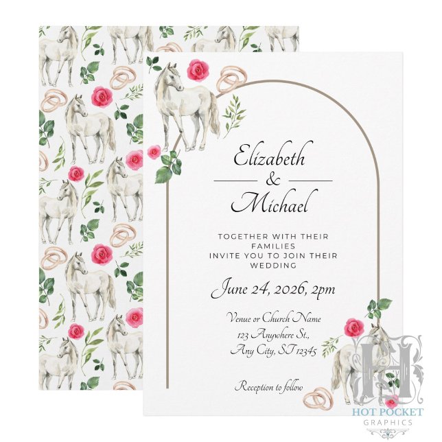 Invitación de Boda Floral Rosa Ecuestre Rústica (Subido por el creador)