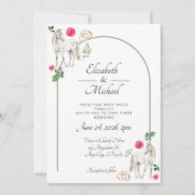 Invitación de Boda Floral Rosa Ecuestre Rústica