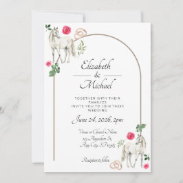 Invitación de Boda Floral Rosa Ecuestre Rústica