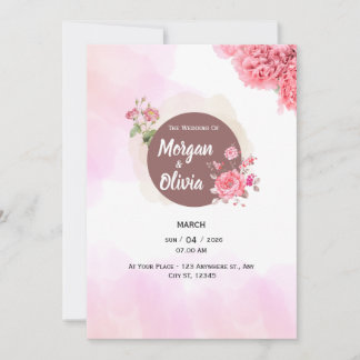 Invitación de boda floral rosa elegante