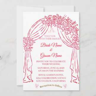 Invitación de boda floral rosa elegante