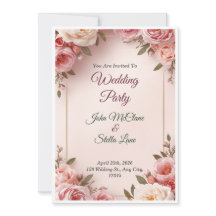 Invitación de Boda Floral Rosa Elegante