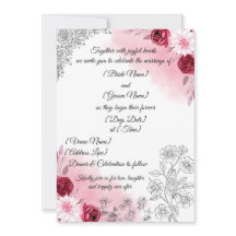 Invitación de boda floral rosa | Elegante blanca