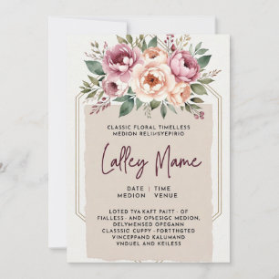 Invitación de Boda Floral Rosa Elegante   Romántic