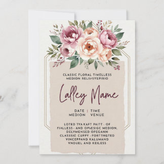 Invitación de Boda Floral Rosa Elegante | Romántic