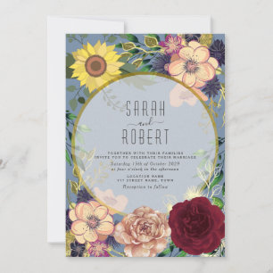 Invitación de boda floral rosa melocotón rústico