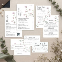 Invitación de boda floral rosa minimalista elegant