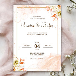 Invitación de boda floral rosa personalizable