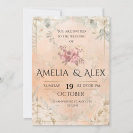 Invitación de boda floral rosa | Personalizable el