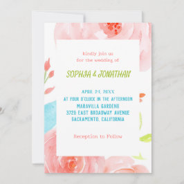 Invitación de boda floral rosa polvorienta clásica