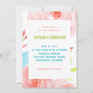 Invitación de boda floral rosa polvorienta clásica