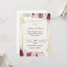 Invitación de boda floral rosa polvorienta románti