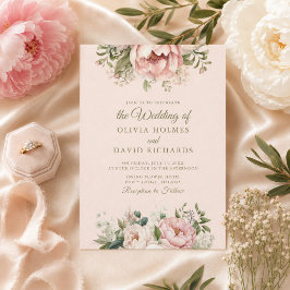 Invitación de boda floral rosa polvoriento