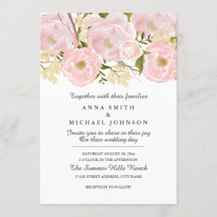 Invitación de boda floral rosa Pretty Blush