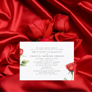 Invitación de boda floral Rosa Roja Novia Padres 2