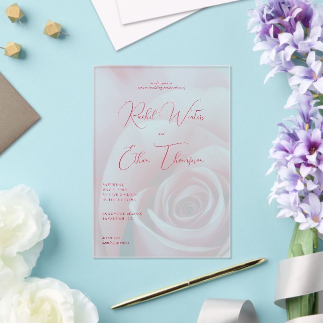 Invitación de Boda Floral Rosa Romántica (Insitu (Boda))