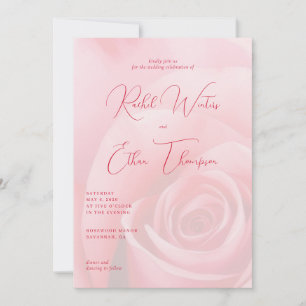 Invitación de boda floral rosa romántica