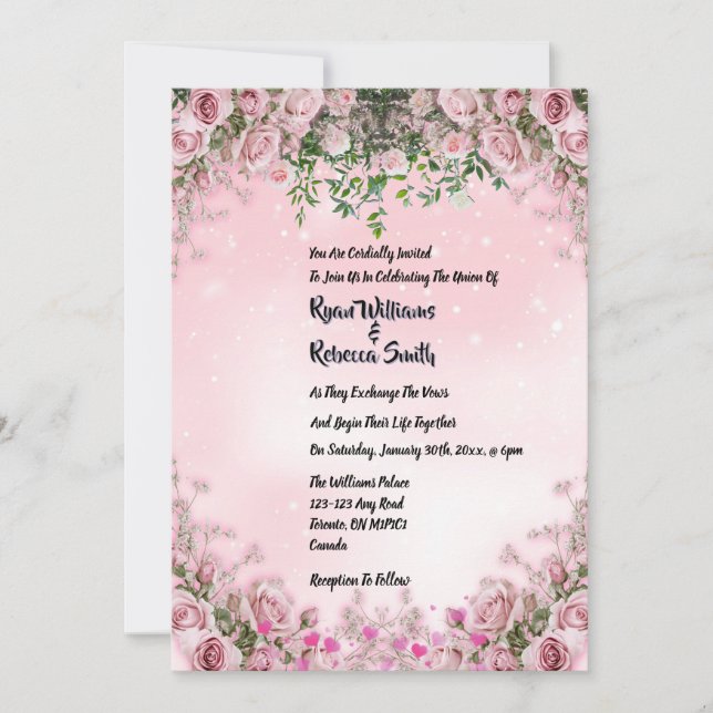 - Invitación de Boda Floral Rosa Rubor (Anverso)