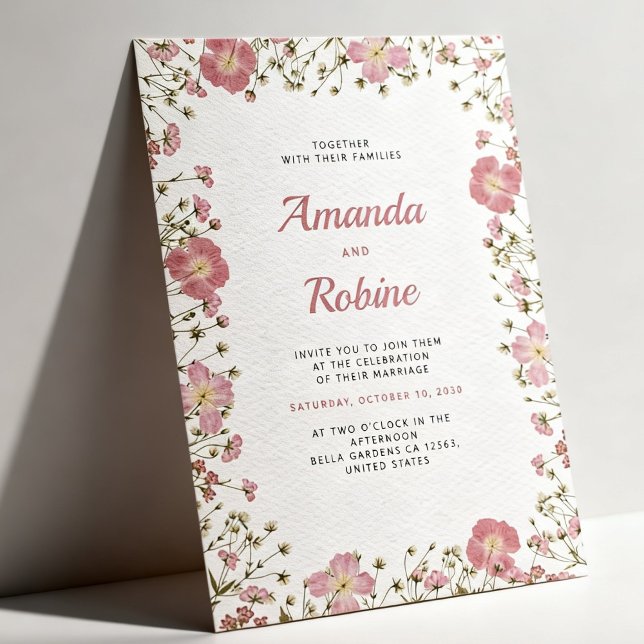 Invitación de boda floral rosa rubor (Subido por el creador)