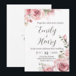 Invitación de Boda Floral Rosa Sonrosado con Monog<br><div class="desc">Esta invitación de boda floral rosa sonrosado presenta suaves rosas románticas y una tipografía de letra cursiva elegante,  perfecta para un estilo de boda refinado y atemporal.</div>