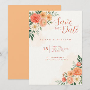 Invitación de boda floral Rosa Terracota Melocotón