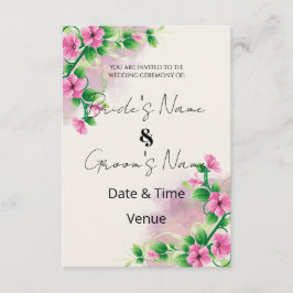 Invitación de boda floral rosa vibrante