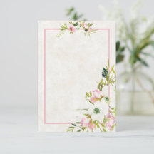 Invitación de boda floral rosa y blanca con presup