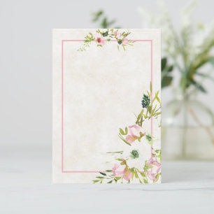 Invitación de boda floral rosa y blanca con presup