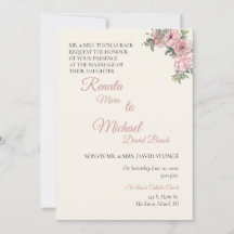 Invitación de boda floral rosada