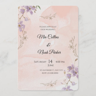 Invitación de Boda Floral Rosado – Plantilla Elega