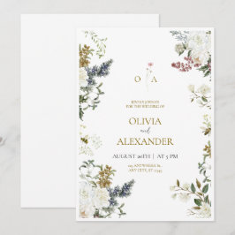 Invitación de boda floral rústica