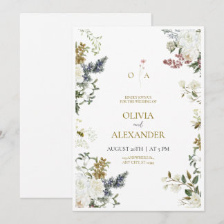 Invitación de boda floral rústica