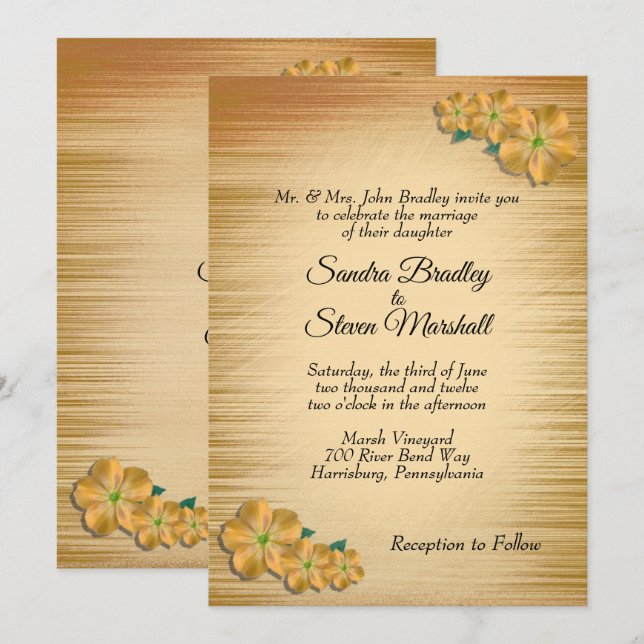 Invitación de boda floral rústica (Anverso / Reverso)