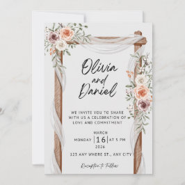 Invitación de Boda Floral Rústica, Boda Boho Elega