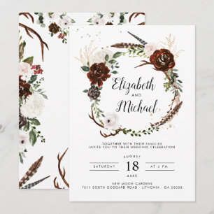 Invitación de boda floral rústica   Botánica boho