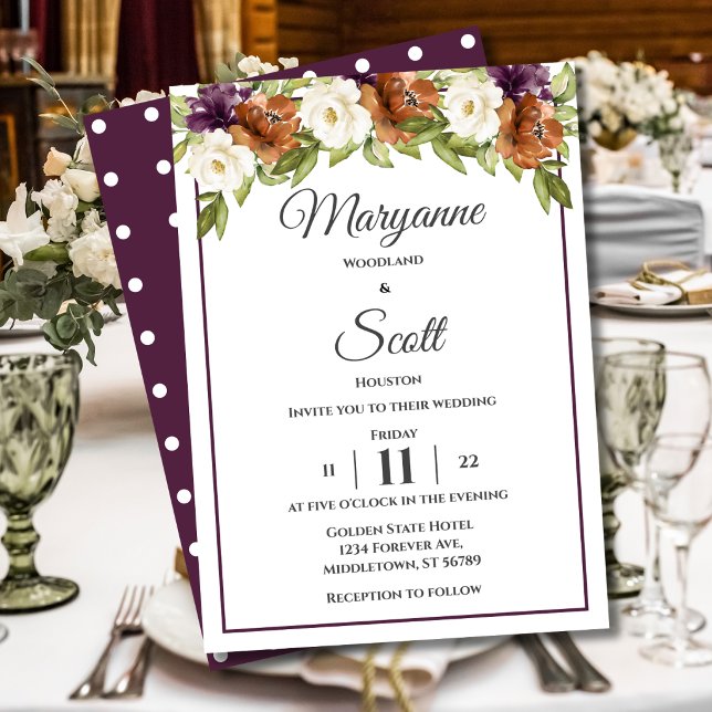 Invitación de boda floral rústica chic de otoño (Subido por el creador)