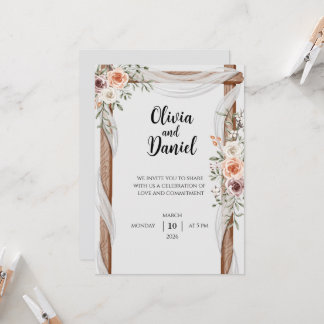 Invitación de Boda Floral Rústica con Arco de Made