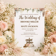 Invitación de boda floral rústica con voz suave