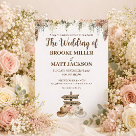 Invitación de boda floral rústica con voz suave