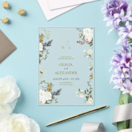 Invitación de boda floral rústica de acrílico