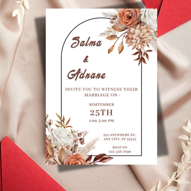 Invitación de boda floral rústica – Elegancia terr (Subido por el creador)