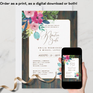 Invitación de Boda Floral Rústica I en Español