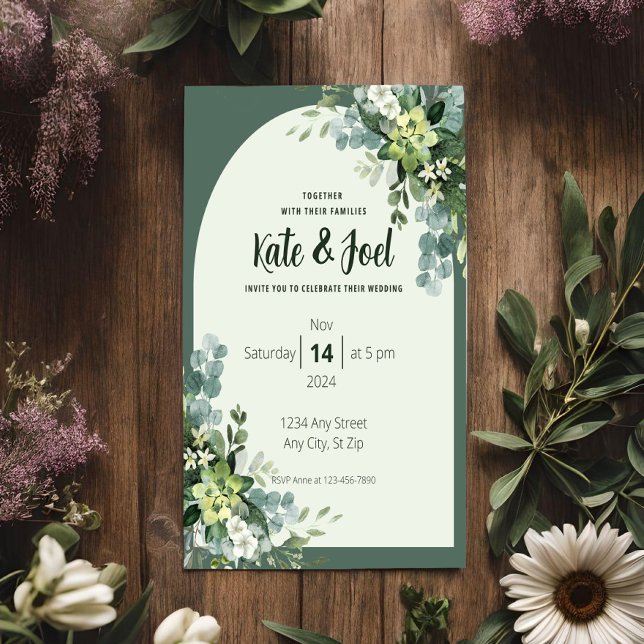 Invitación de boda floral rústica simple (Subido por el creador)