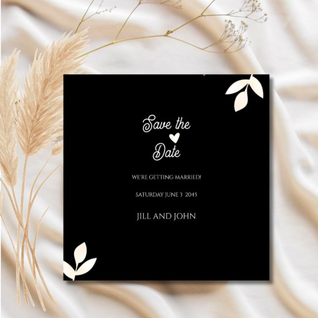 Invitación de Boda Floral Save the Date Negra (Subido por el creador)