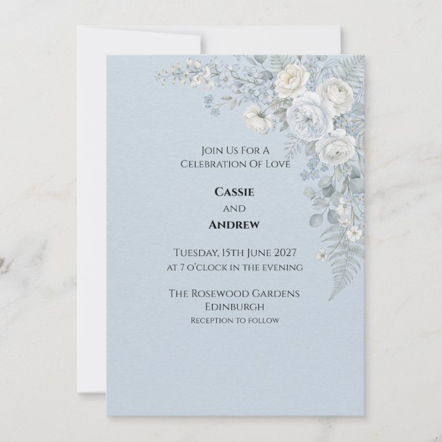Invitación de boda floral seca de hierba de Pampas (Anverso)