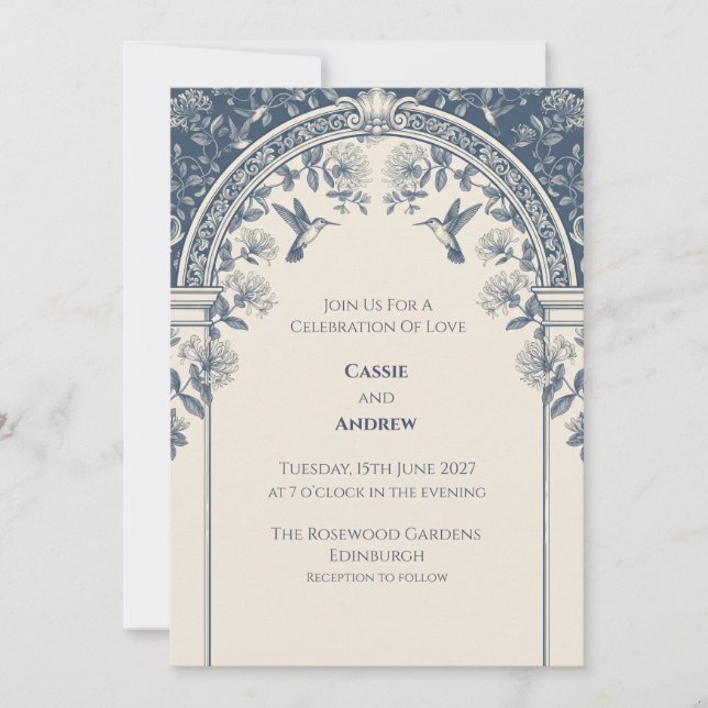 Invitación de boda floral seca de hierba de Pampas (Anverso)