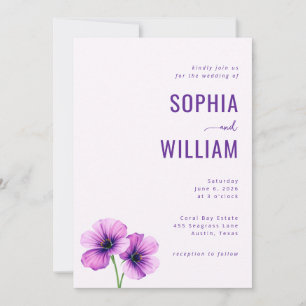 Invitación de boda floral serena de lavanda